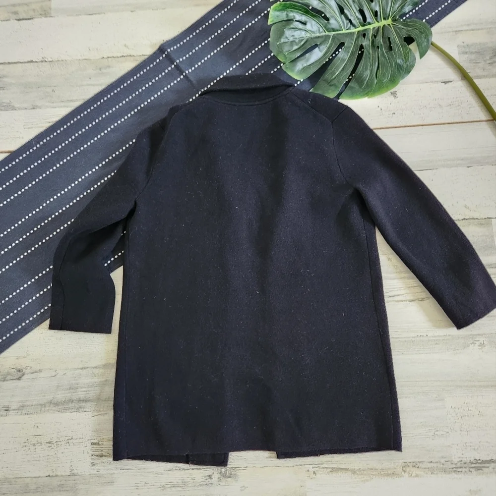 J.Crew J.Crew Sophie Open Front Sweater Blazer Merino Wool Black Size XXS